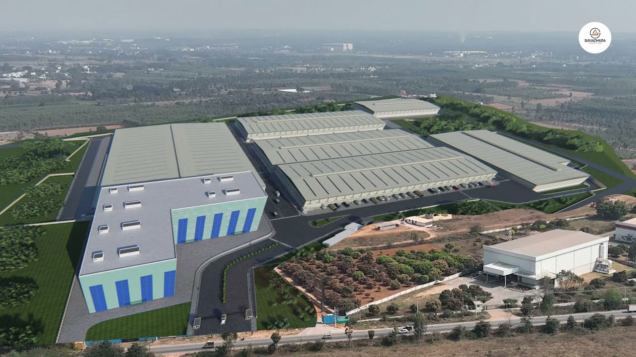 Aerial view of Sumadhura Logistics Park in Hosakote