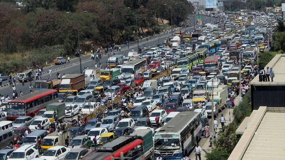 Traffic congestion representing city life